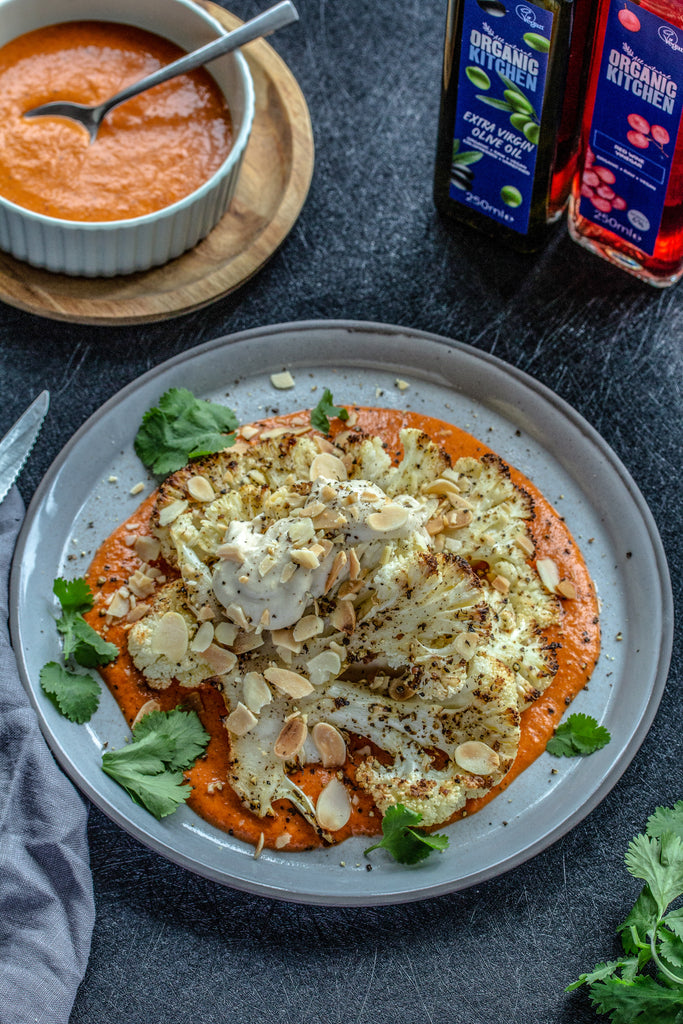 Cauliflower Steak with Romesco Sauce OrganicKitchenUK