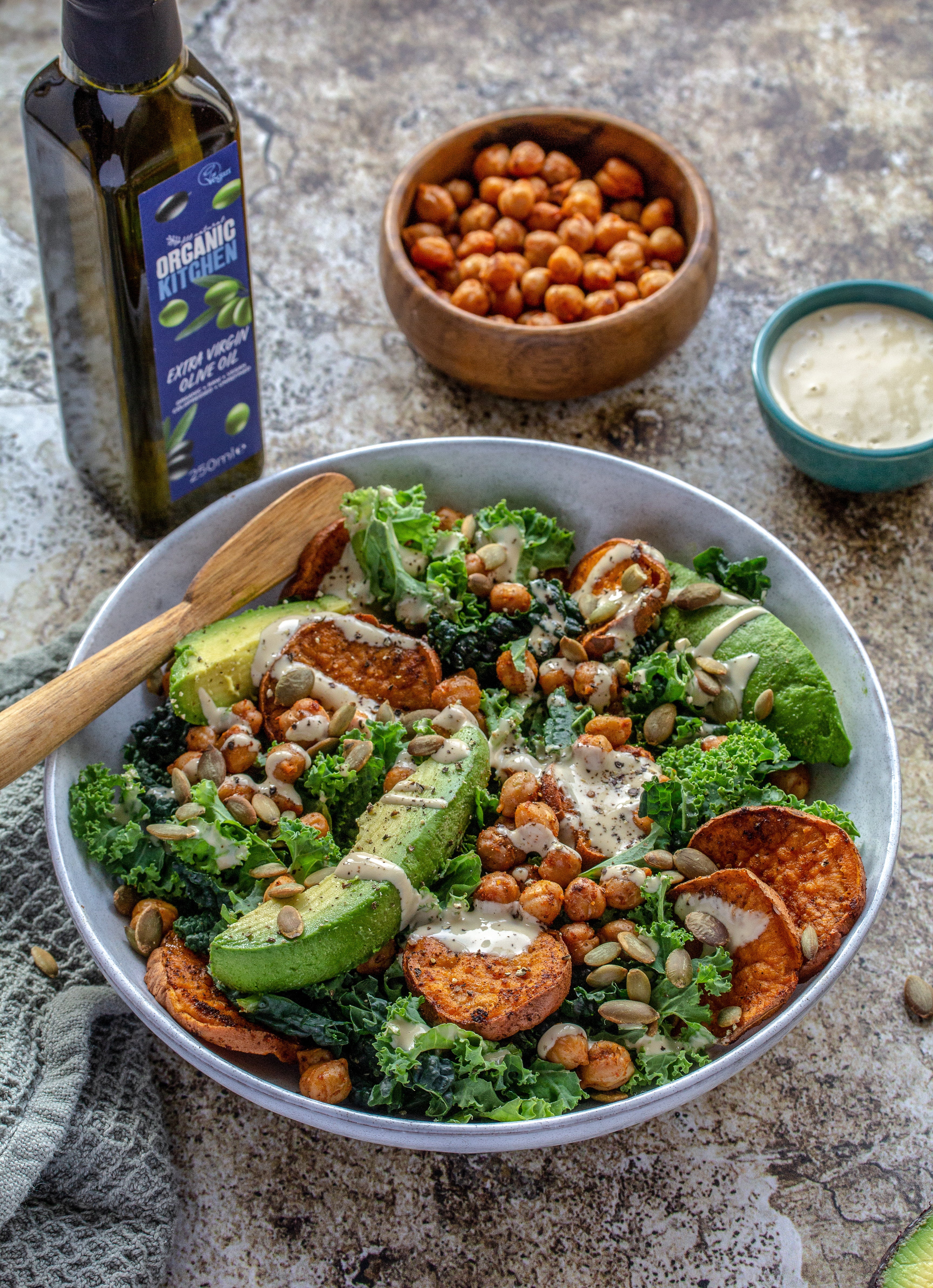 Kale Caesar Chickpea Salad